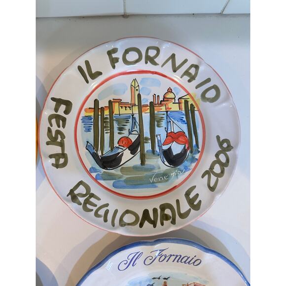 IL Fornaio Restaurant Vesuvius Napoli Naples Festa Dinner Plate Set Of 4 - Picture 2 of 10
